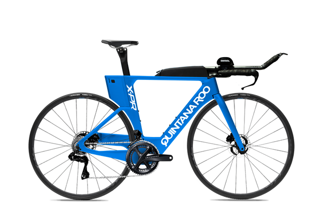 Blue frame white decal shimano wheels